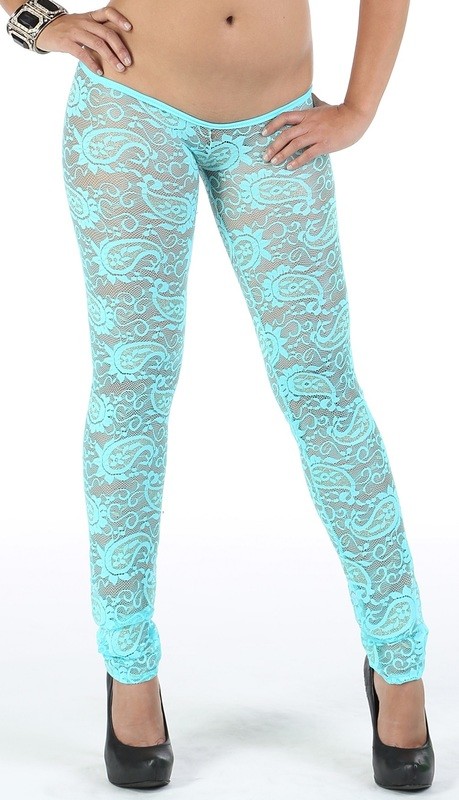 Lace Extreme Low rise peg leg scrunch bottom legging Aqua