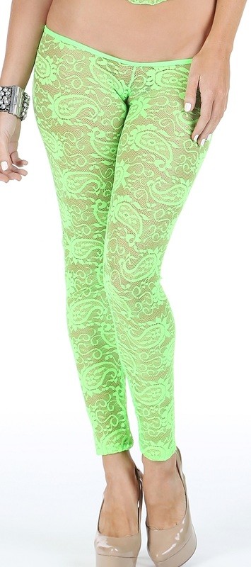 Lace Extremly Low peg leg scrunch bottom legging Lime
