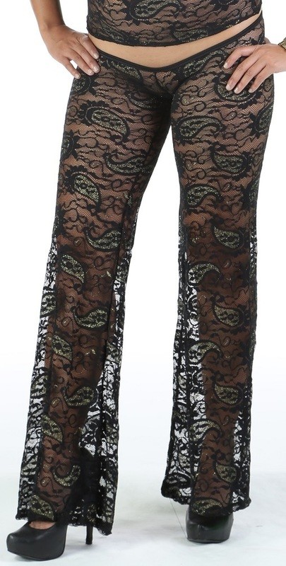 Lace Extreme Low rise palazzo legging black
