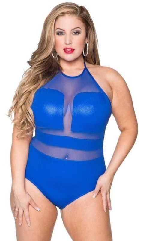 Plus size One Piece Sexy Swimsuit Royal Blue