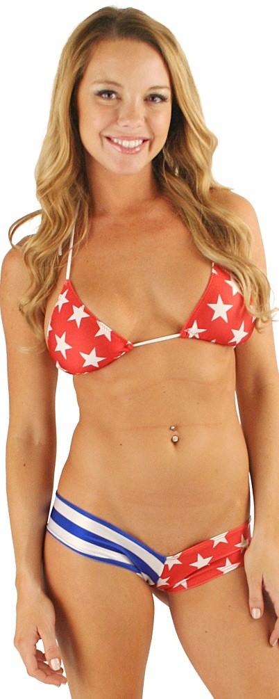 Patriotic Stars and Stripes booty short w bikini top