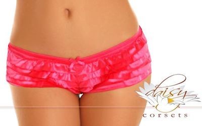 Plus size Fuchsia Satin Ruffle Panty