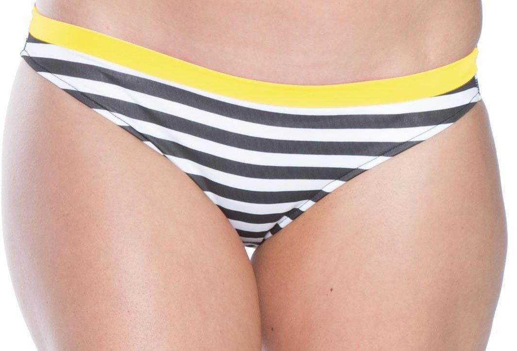 American Cut Bikini Bottom w Contrast trim Black White Stripe Yellow