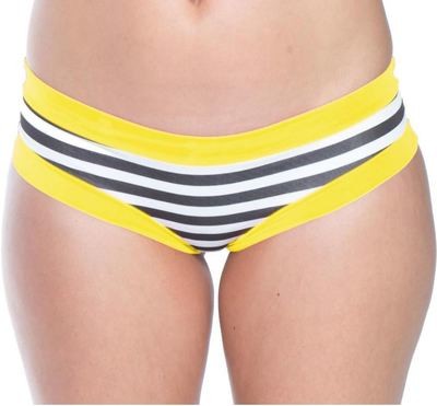 Cheeky Boyshort swimsuit bottom Black White Stripe w Yellow