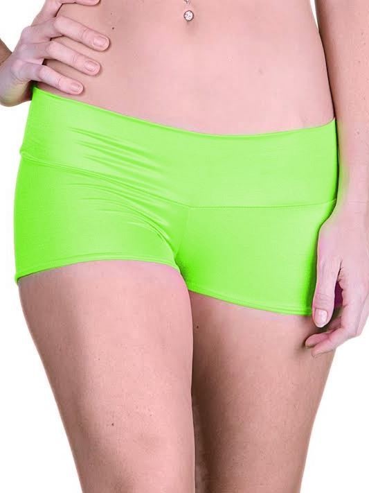 Lime Green Satin Look Stretch Hot Short