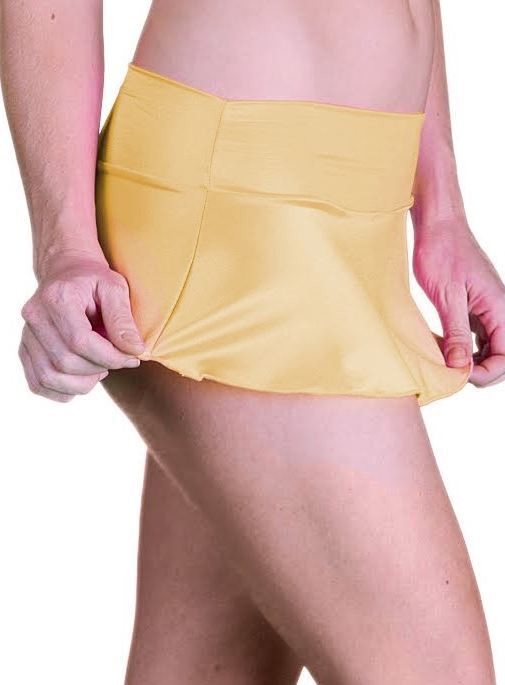 Plus Size Satin Look Flair Micro Mini Skirt Nude