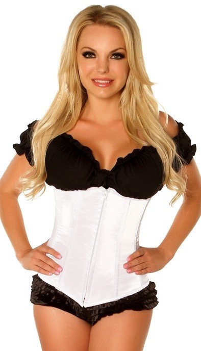 Plus size White Open Top Corset w Zipper
