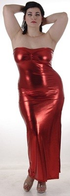 Plus size Tube Dress Red Lame' Foil