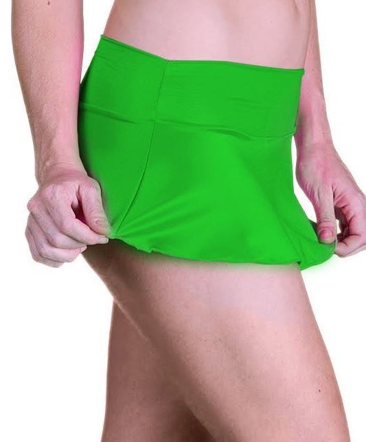Plus Size Satin Look Flair Micro Mini Skirt Kelly Green