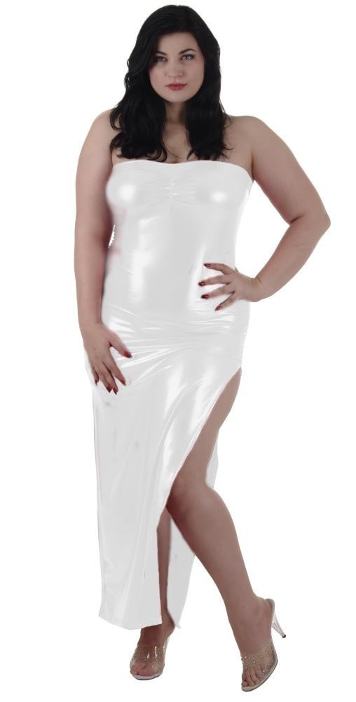 Plus size Tube Dress gown Bust Gather White Lame' Foil