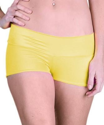 Yellow Satin Look Stretch Hot Short