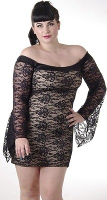 Plus size Lace off Shoulder Dress Black