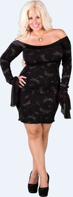 Plus Size Off shoulder Cocktail Dress Sparkle Slinky