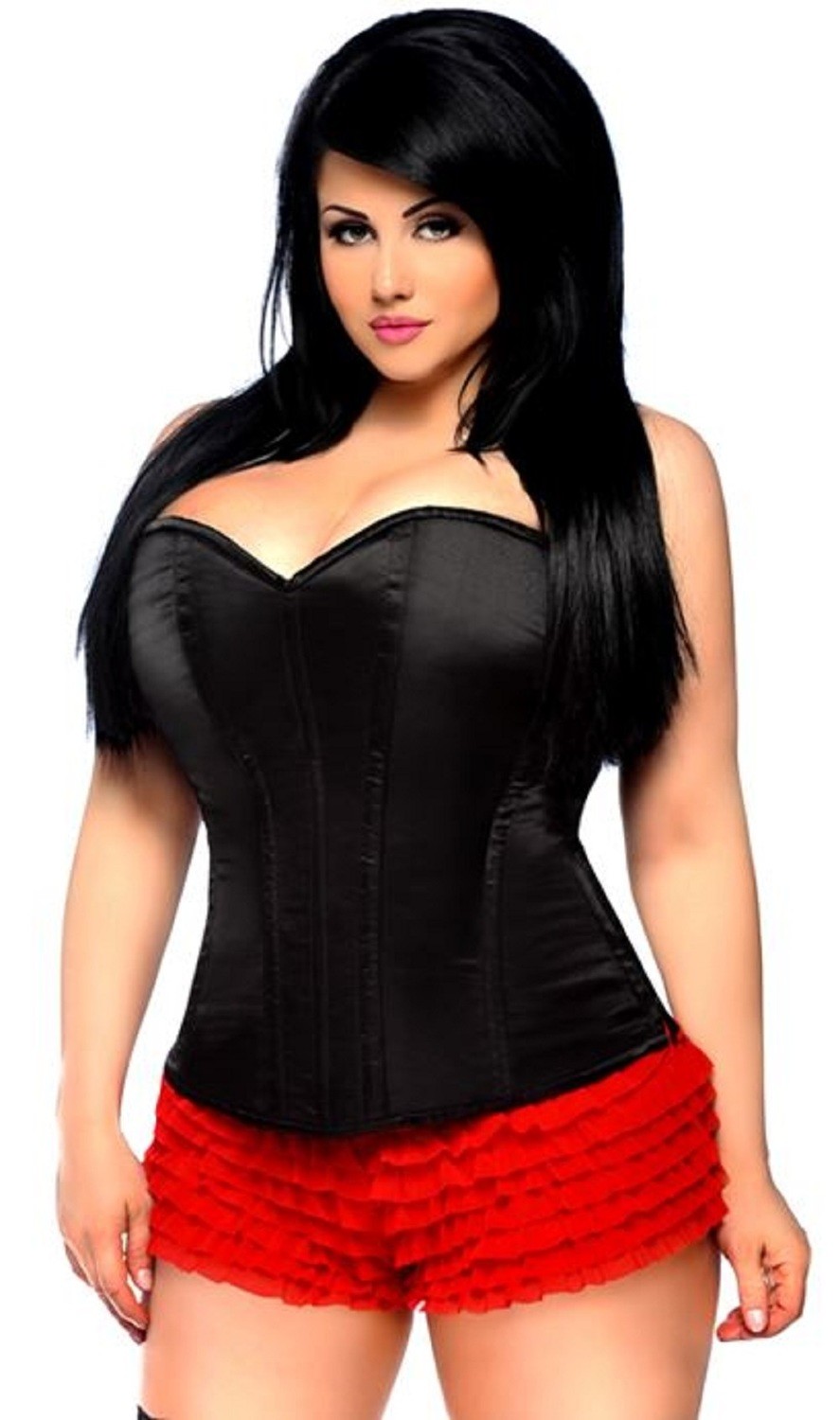 Plus size Strapless Corset Black w Side Zipper