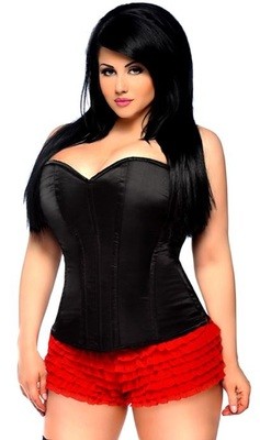 Plus size Strapless Corset Black w Side Zipper