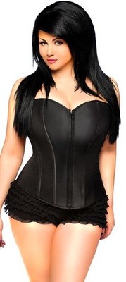 Plus size Strapless Corset Black w Front Zipper