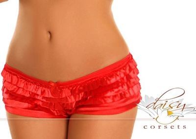Plus size Red Satin Ruffle Panty
