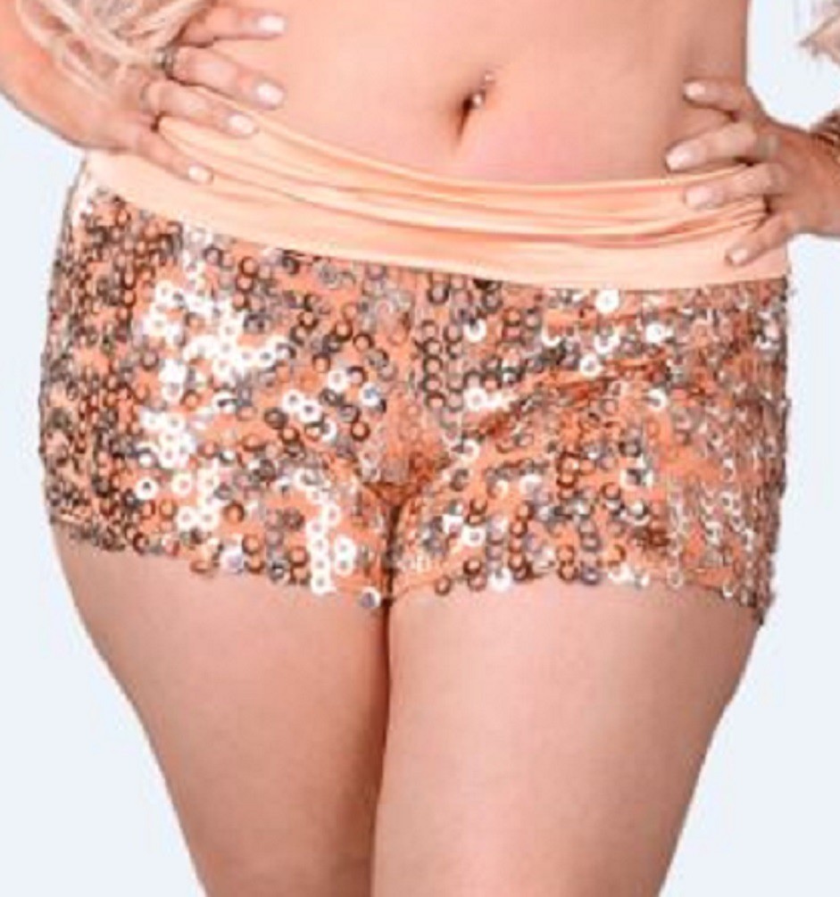Delicate Illusions 1076SQX Plus size Sequins Roll Over Hot Shorts