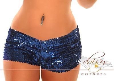Royal Blue Sequins Hot Shorts
