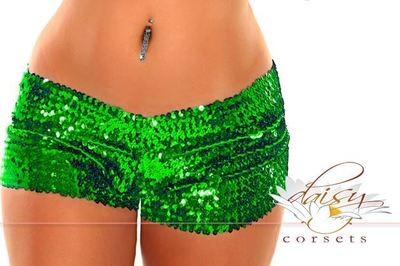 Green Sequins Hot Shorts