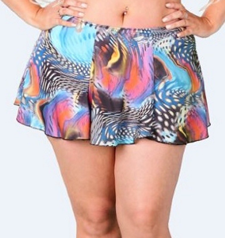 Delicate Illusions 1035PLX Printed Lycra 6 panel flair Plus size Mini skirt
