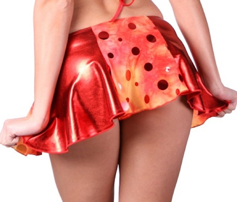 Sexy Metallic Foil 6 panel flair Mini skirt