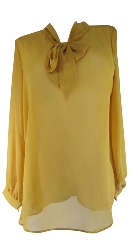 Plus Size Sheer Mustard Chiffon top