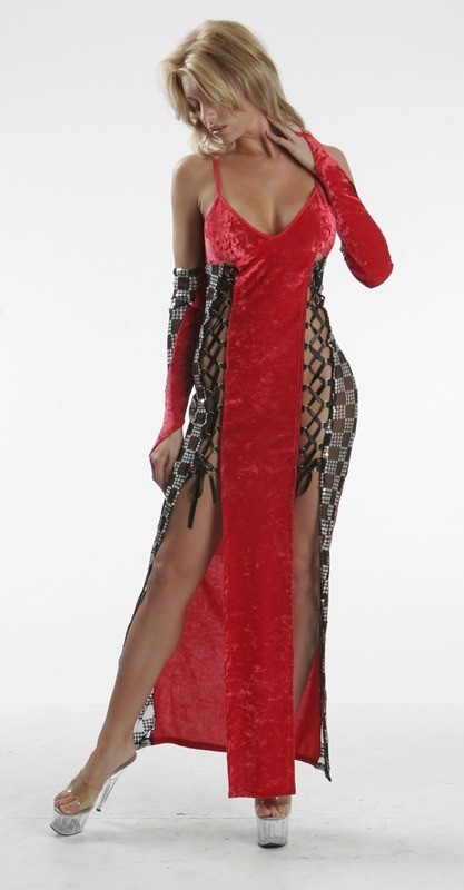 Delicate Illusions L0626VSQ Erotic Long velvet dress w high slits