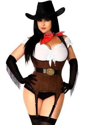 Plus size Suede Corset Cowgirl Costume