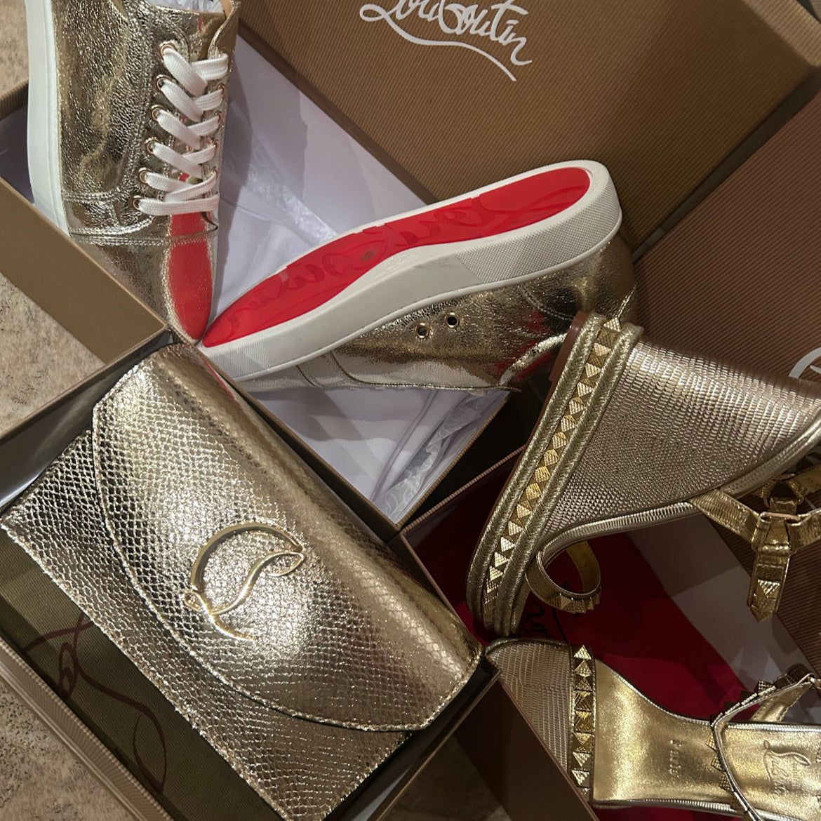 Gold LB Shoes N Bag Set