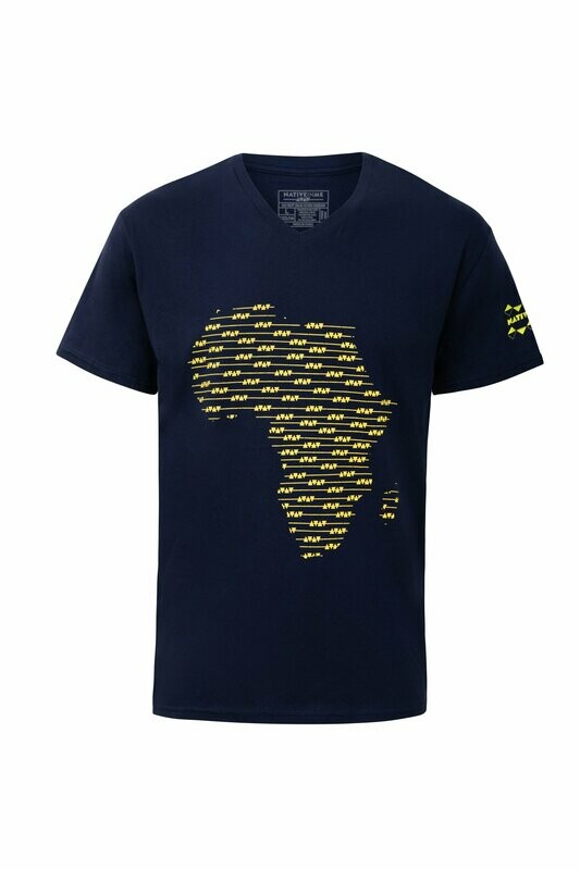 Africa Mosaic Print Tee Mens Blue
