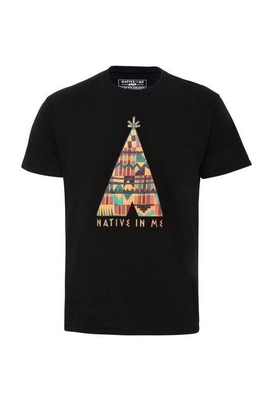 Kente Teepee Print Black T-shirt
