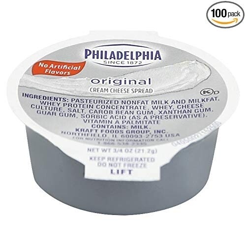 Kraft Philadelphia Original Cream Cheese Spread - Cup, 1 Ounce -- 100 Per Case