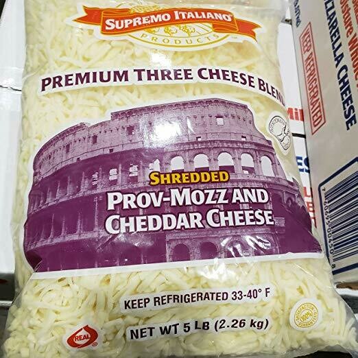 Supremo Italiano Premium Three Cheese Blend Shredded Prov-mozz &amp; Cheddar Cheese 5lb