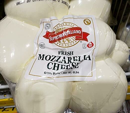 Supremo Italiano Fresh Mozzarella Cheese 6/1lb Balls (Net Wt. 6lb)