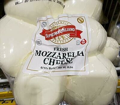 Supremo Italiano Fresh Mozzarella Cheese 6/1lb Balls (Net Wt. 6lb)
