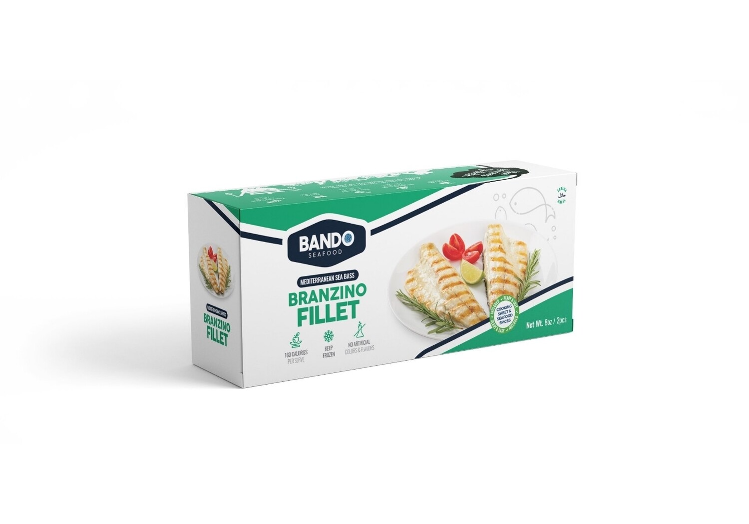 Halal Branzino Fillet 2pcs (Levrek) 8oz Frozen
