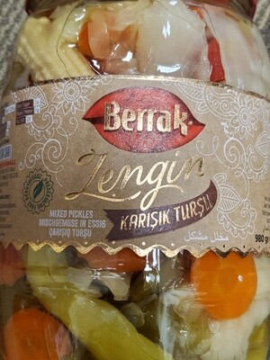 BERRAK Rich Mixed Pickles with Green Plum 1062mL Glass Zengin Tursu
