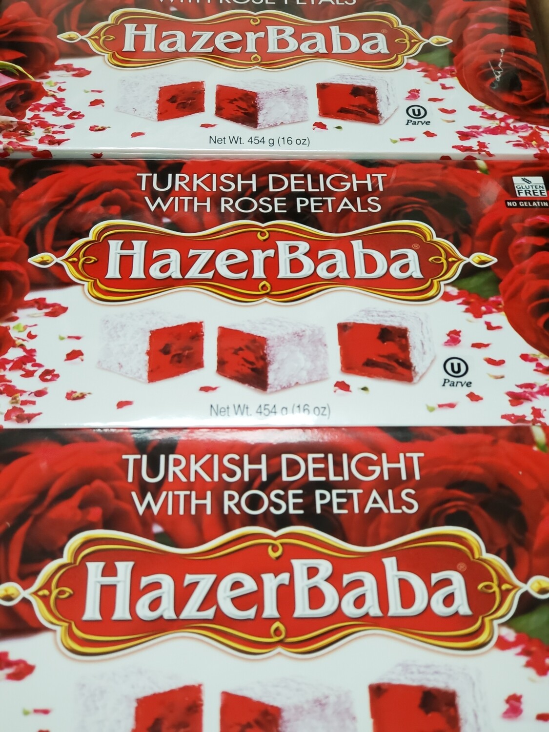 Hazerbaba Turkish Delight With Rose Petals 16oz Gullu Lokum