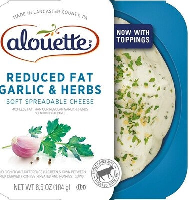 ALOUETTE Light Garlic and Herbs Spreadable Cheese, 6.5 Ounce