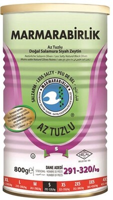 MB Marmara Birlik Gemlik Black Olives S Low Salt 800g Can