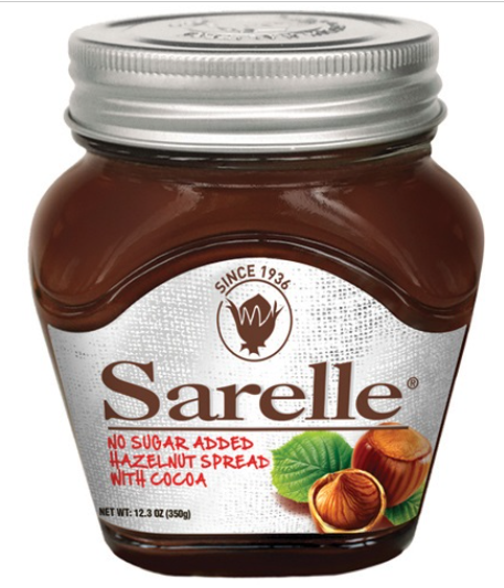 Sarelle Chocolate and Hazelnut Spreads (Turkish) (Chocolate w Hazelnut SUGAR FREE, 350 Gr / 12.3 Oz)