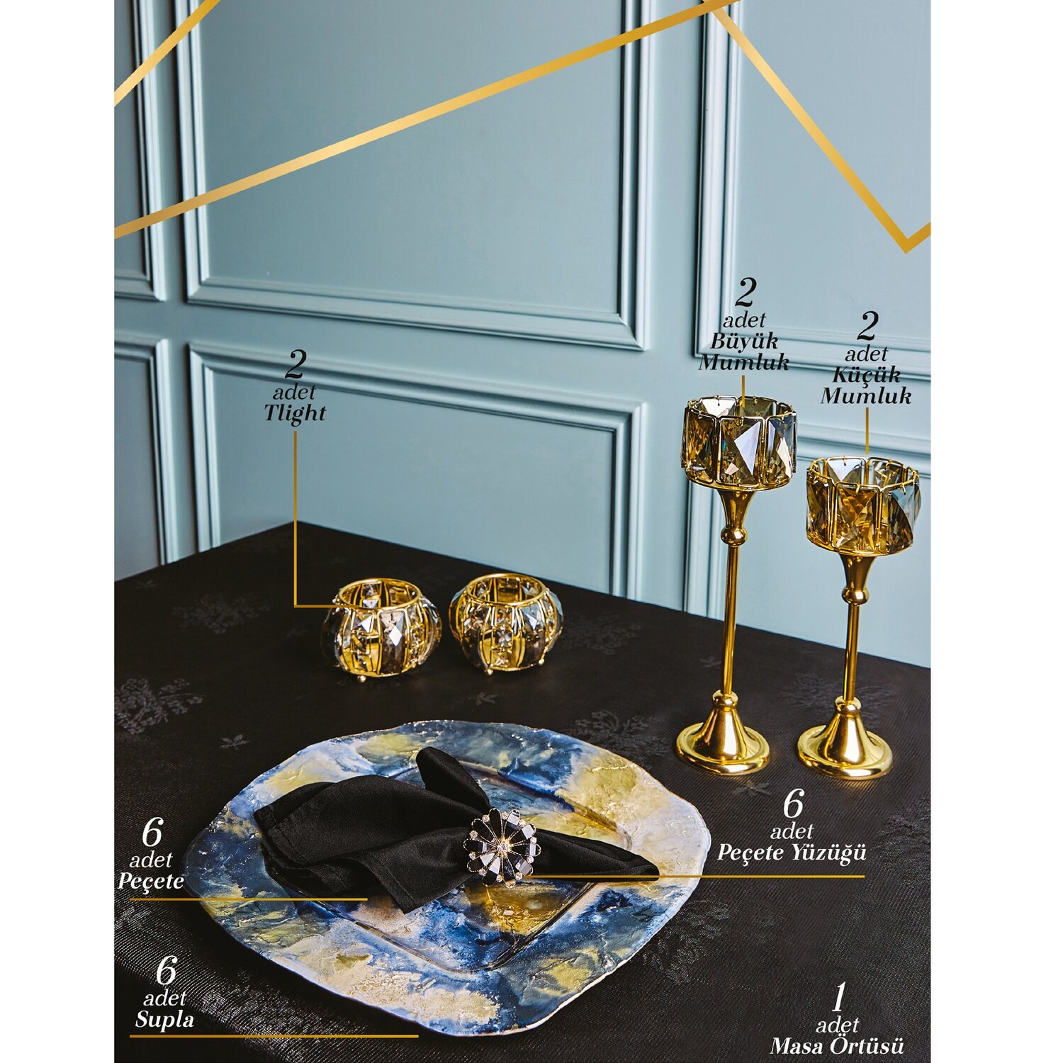 KARACA Black Gold Accessory Set 25 Pieces
