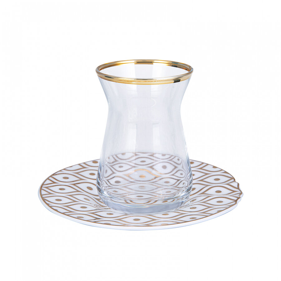 KARACA Fine Pearl Eye Gold 12 Parca Inci Cay Seti(tea Set For 6)