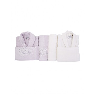 CORDELIA 3D EMBROIDERED LILA-OFFWHITE BAMBOO FAMILY SET