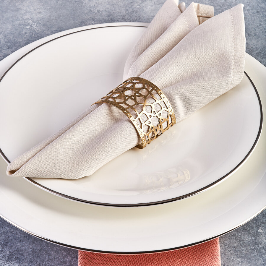 KARACA Seljuk Large 6-Piece Napkin Ring Set Gold