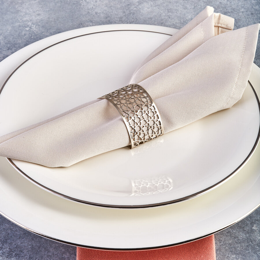 KARACA Seljuk Large 6-Piece Napkin Ring Set Silver