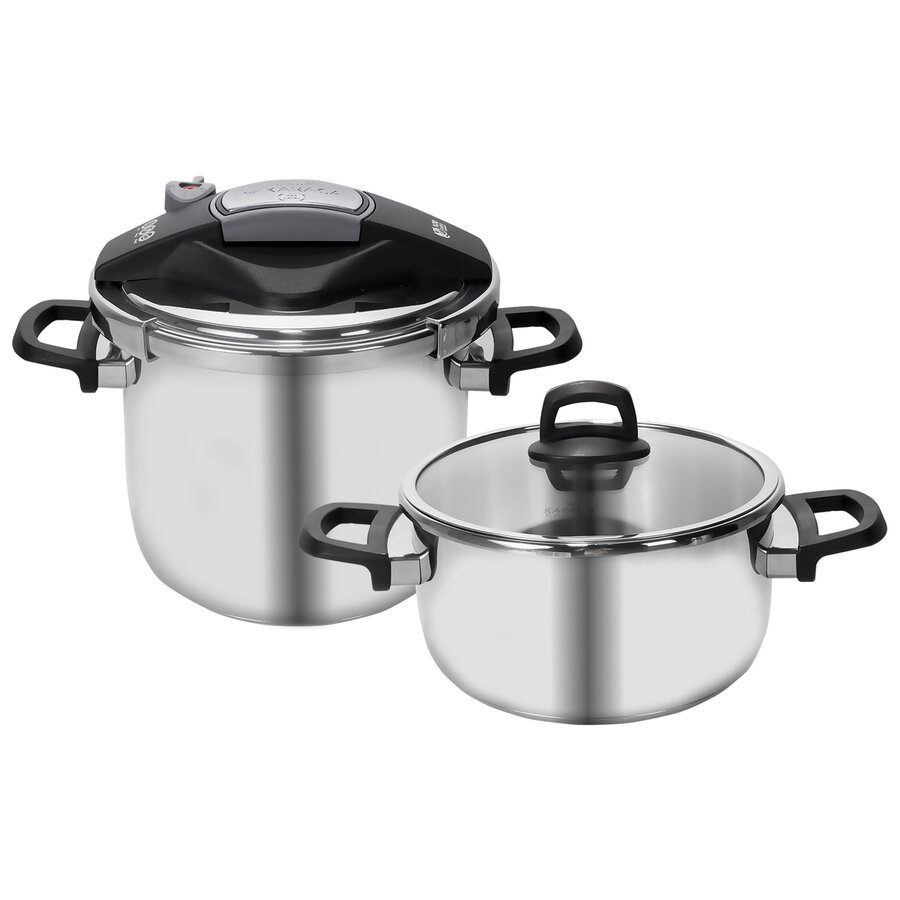 KARACA Perfect Gray 4+6 L Duduklu Tencere - Pressure Cooker Seti