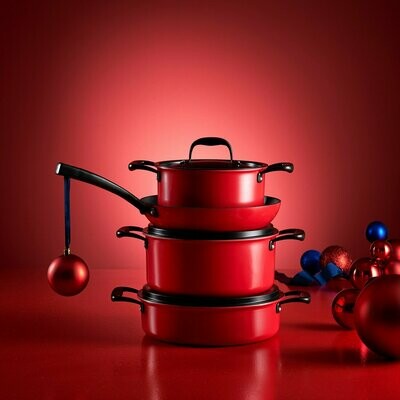 KARACA BIO DIAMOND PRO JAPANESE RED 7 Pieces COOKWARE Stew Pot SET