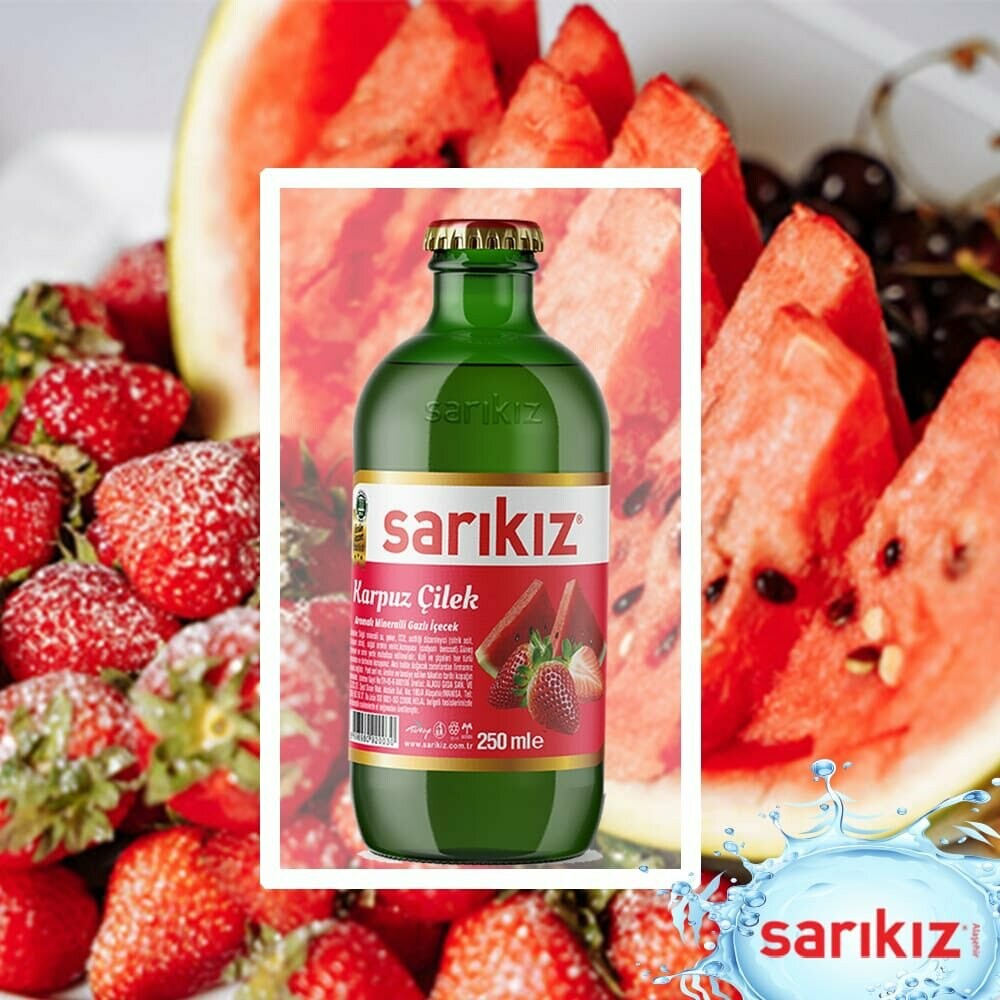Sarikiz Mineral Water SPARKLING WATER with Watermelon and Strawberry  250ML X 6